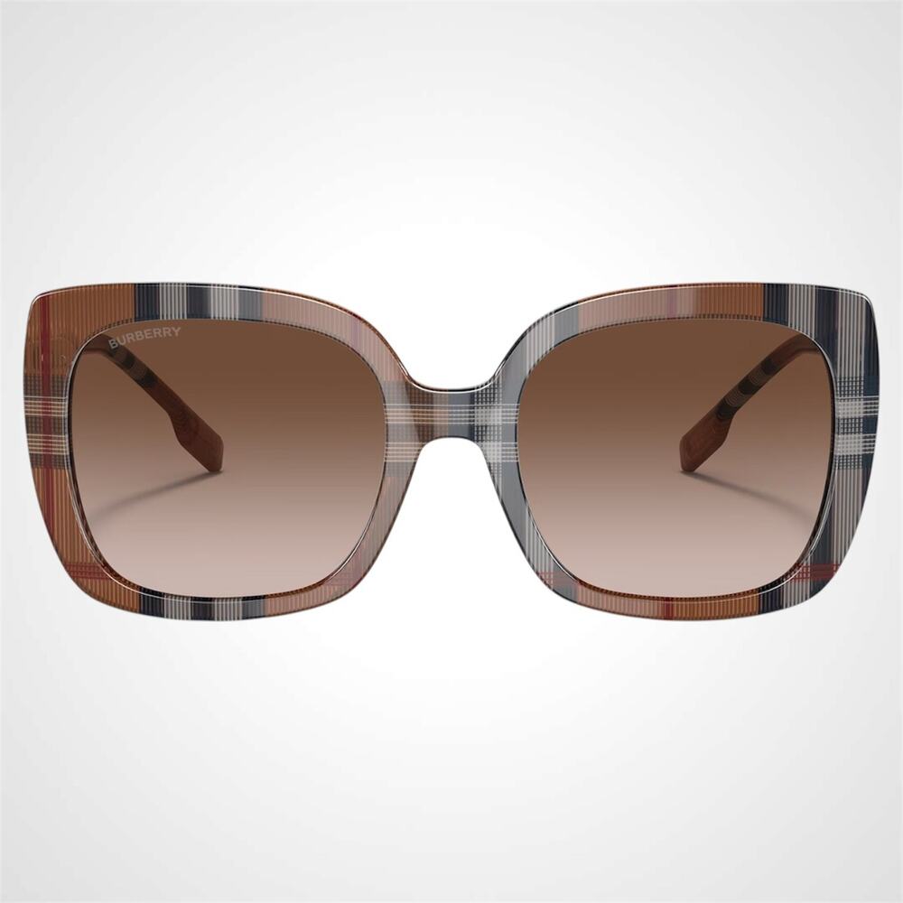 New Burberry Sunglasses Brown Check Square Frames Gradient Lens w/ Case BURBERRY - Picture 2 of 9